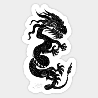 Black Dragon White Style Sticker